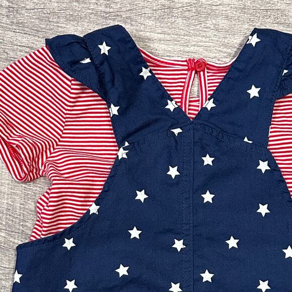 Carters Girls Patriotic Dress Set 3T Navy Stars & Red White Stripe USA Skirtall - Picture 4 of 6